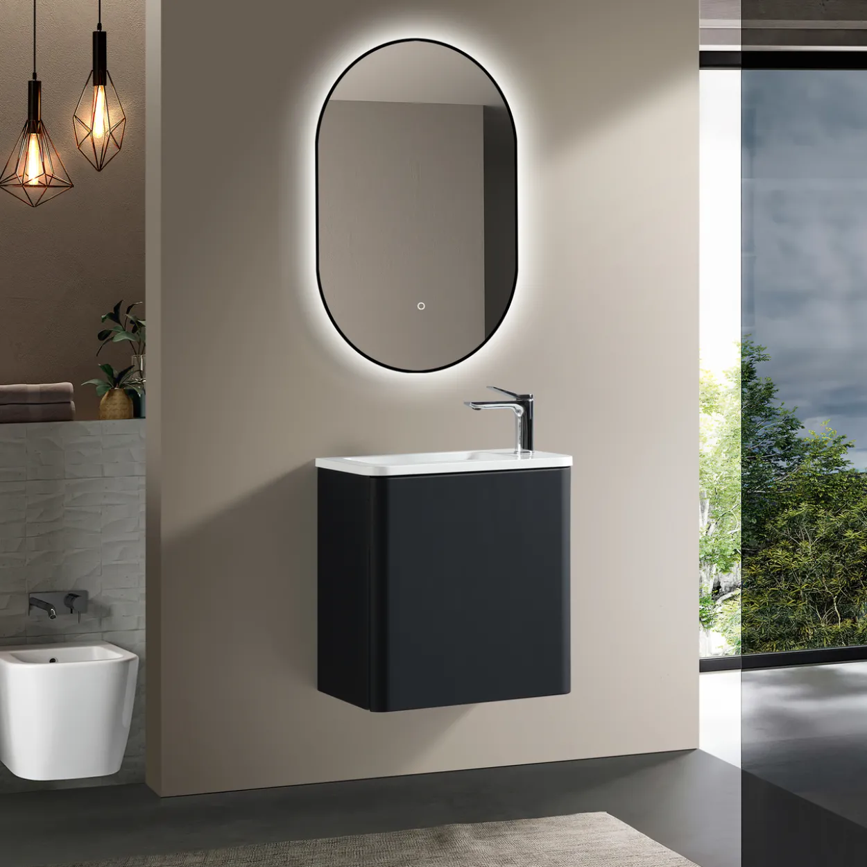 Lind oasis small 50 baderomsmøbel venstre sort