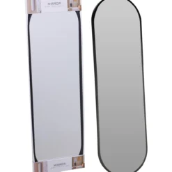 Speil aluminium oval 30x100cm sort
