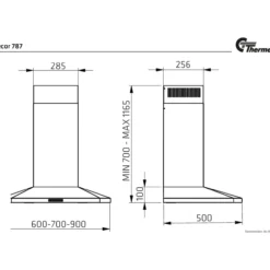 Thermex decor 787 kjøkkenhette 60 cm sort led