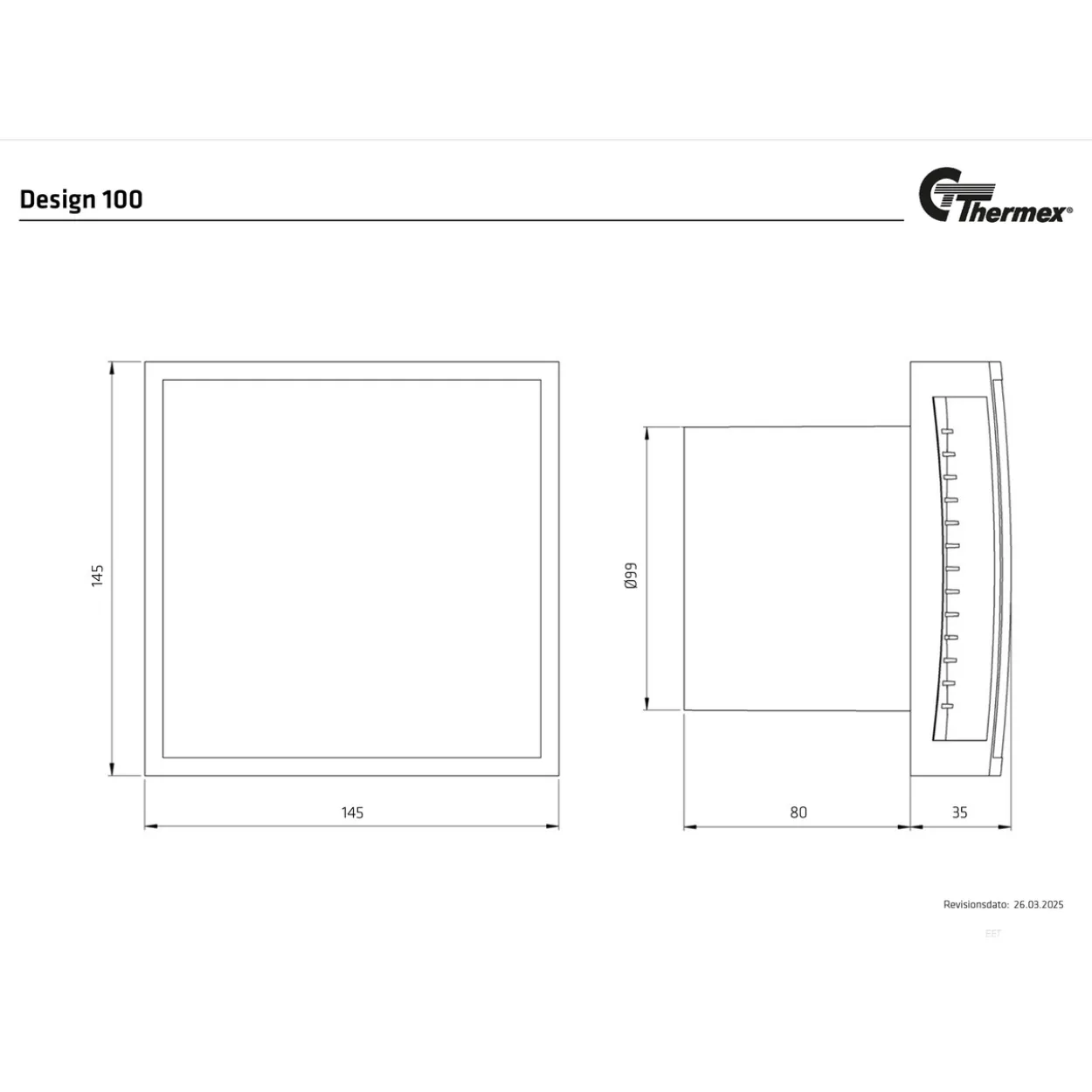 Thermex design vifte 100 ht hvit