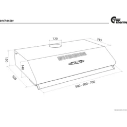 Thermex manchester k501 kjøkkenhette 50 cm hvit