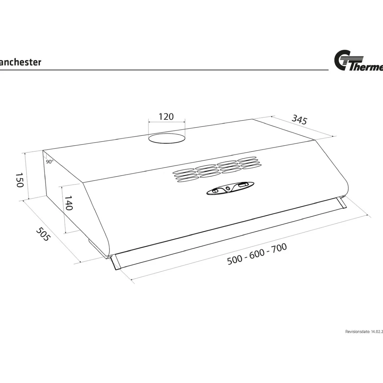 Thermex manchester k501 kjøkkenhette 50 cm hvit