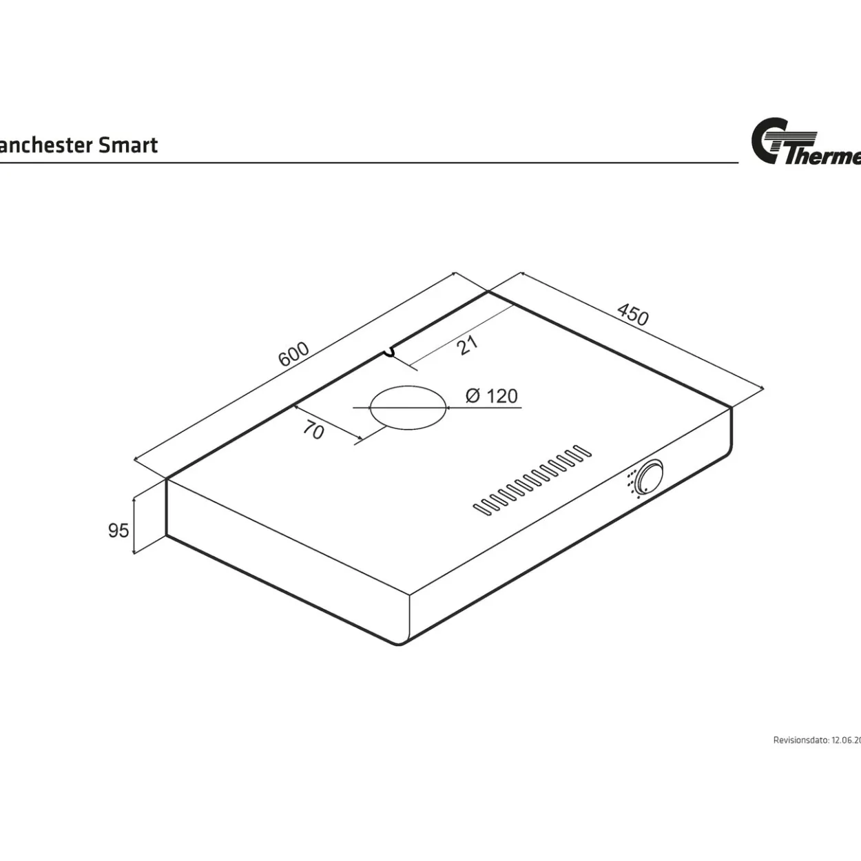 Thermex manchester smart kjøkkenhette 60 cm hvit