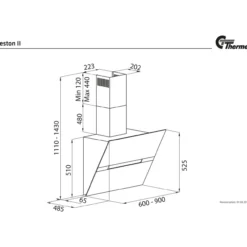 Thermex preston kjøkkenhette vegghengt m/motor 60 cm