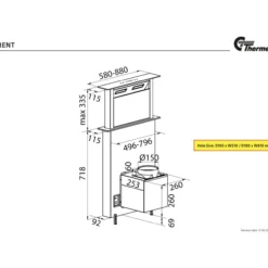 Thermex trent integrert benkventilator stål 580 mm