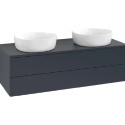 V&b antao servantskap 2 skuffer glatt 1200x360x500 for 2 serv. m/kranhull blå