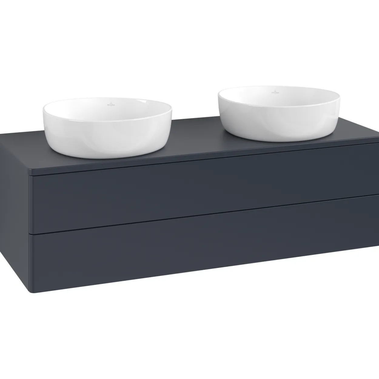 V&b antao servantskap 2 skuffer glatt 1200x360x500 for 2 serv. m/kranhull blå