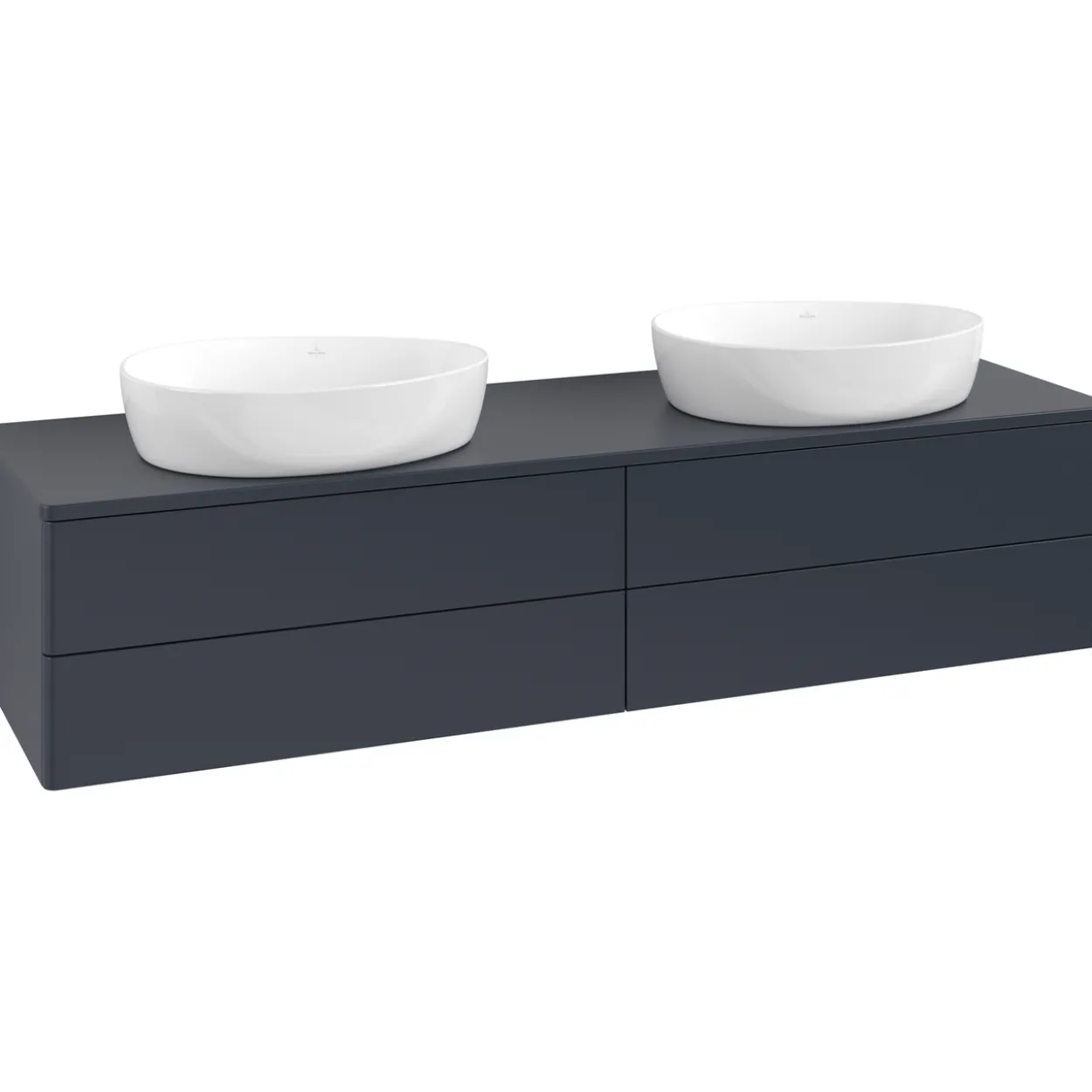 V&b antao servantskap 4 skuffer glatt 1600x360x500 for 2 serv. m/kranhull blå