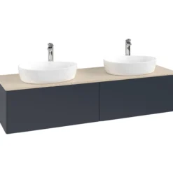 V&b antao servantskap 2 skuffer glatt 1600x360x500 for 2 serv. m/kranhull blå/créme