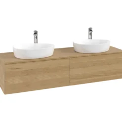 V&b antao servantskap 2 skuffer glatt 1600x360x500 for 2 serv. m/kranhull eik