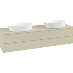 V&b antao servantskap 4 skuffer glatt 1600x360x500 for 2 serv. m/kranhull silkegrå