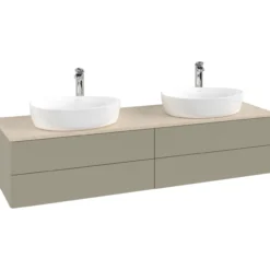 V&b antao servantskap 4 skuffer glatt 1600x360x500 for 2 serv. m/kranhull stengrå/créme