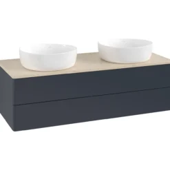 V&b antao servantskap 2 skuffer glatt 1200x360x500 for 2 serv. u/kranhull blå/créme