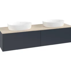 V&b antao servantskap 2 skuffer glatt 1600x360x500 for 2 serv. u/kranhull blå/créme