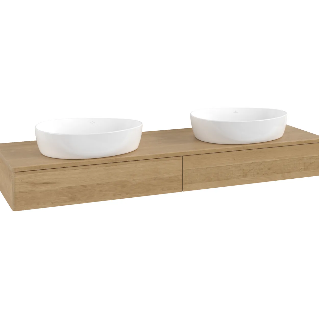 V&b antao servantskap 2 skuffer glatt 1600x190x500 for 2 serv. u/kranhull eik