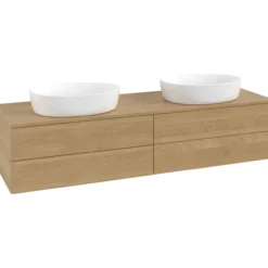 V&b antao servantskap 4 skuffer glatt 1600x360x500 for 2 serv. u/kranhull eik