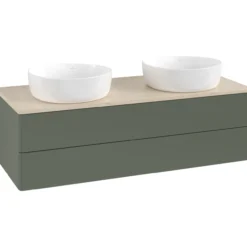 V&b antao servantskap 2 skuffer glatt 1200x360x500 for 2 serv. u/kranhull grønn/créme