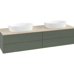 V&b antao servantskap 4 skuffer glatt 1600x360x500 for 2 serv. u/kranhull grønn/créme