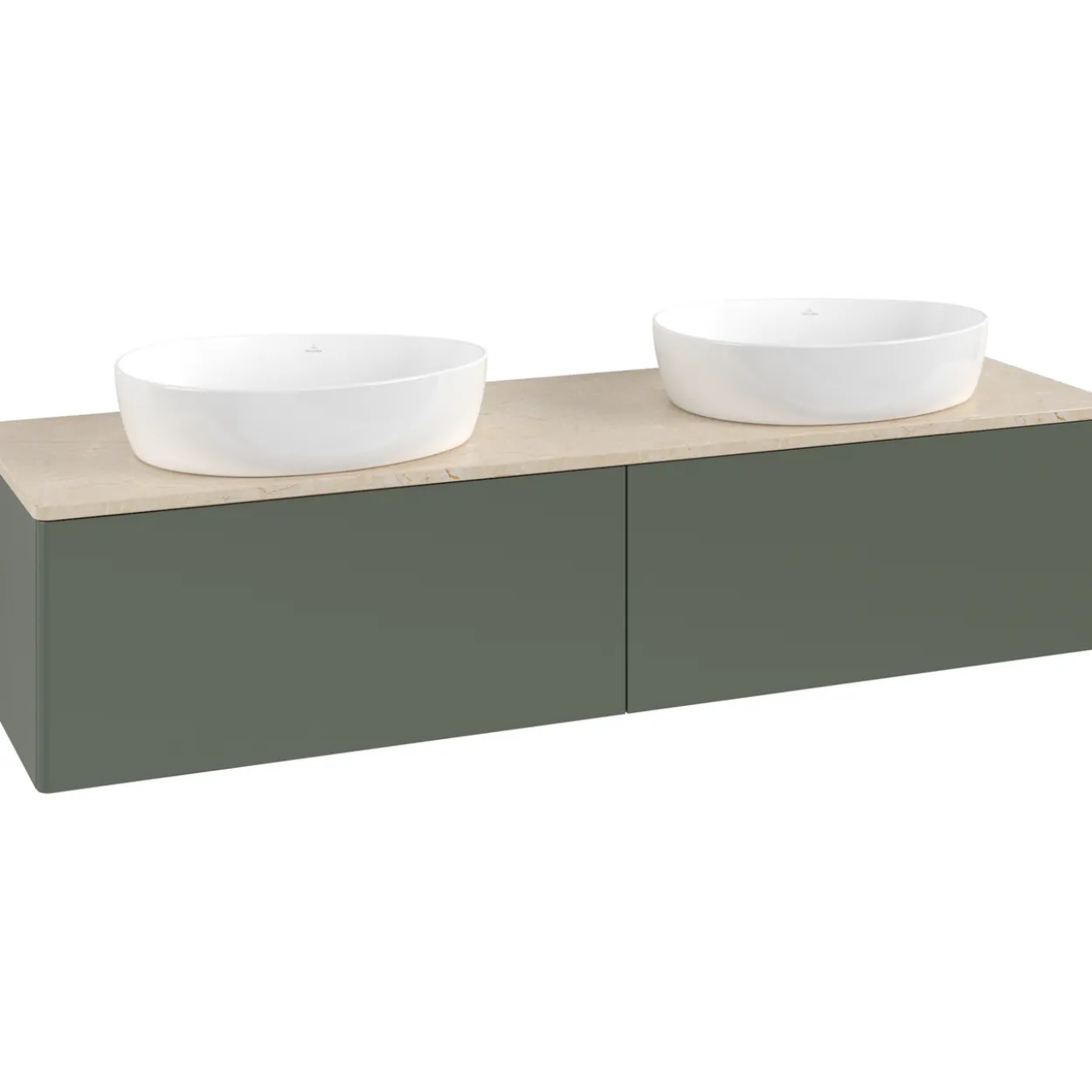 V&b antao servantskap 2 skuffer glatt 1600x360x500 for 2 serv. u/kranhull grønn/créme