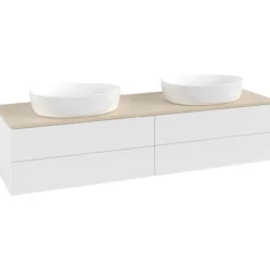 V&b antao servantskap 4 skuffer glatt 1600x360x500 for 2 serv. u/kranhull matt hvit/créme