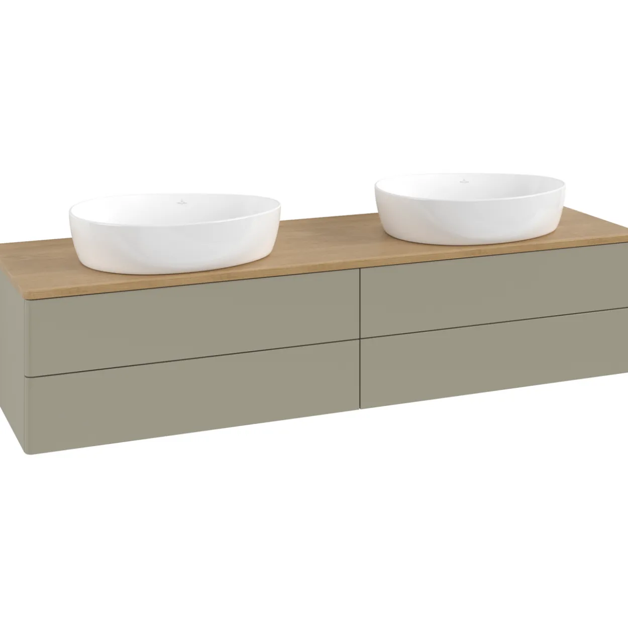V&b antao servantskap 4 skuffer glatt 1600x360x500 for 2 serv. u/kranhull stengrå/eik