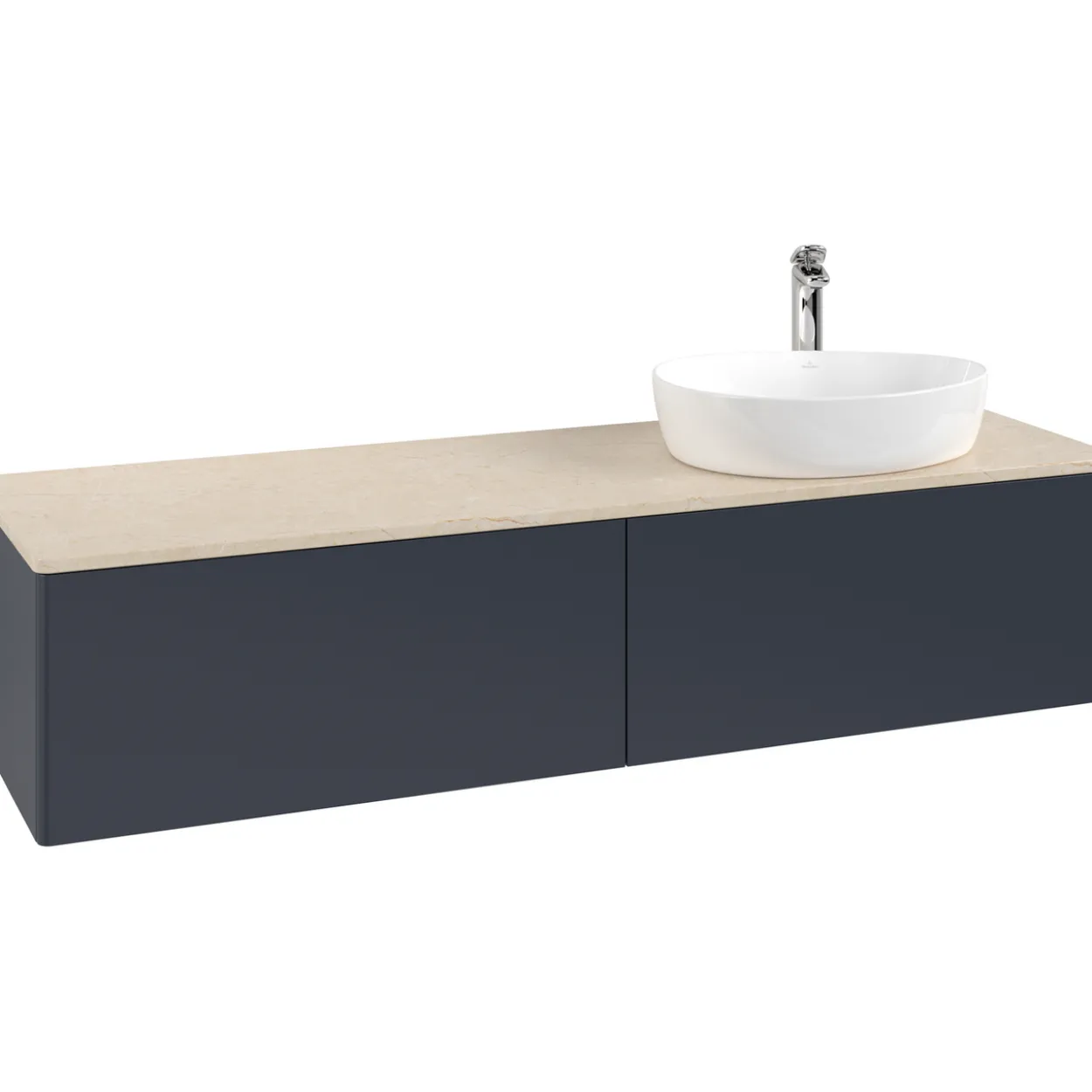 V&b antao servantskap 2 skuffer glatt 1600x360x500 høyre m/kranhull blå/créme