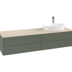V&b antao servantskap 4 skuffer glatt 1600x360x500 høyre m/kranhull grønn/créme