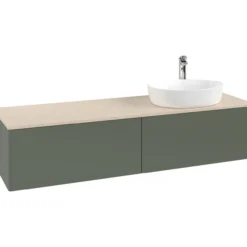 V&b antao servantskap 2 skuffer glatt 1600x360x500 høyre m/kranhull grønn/créme
