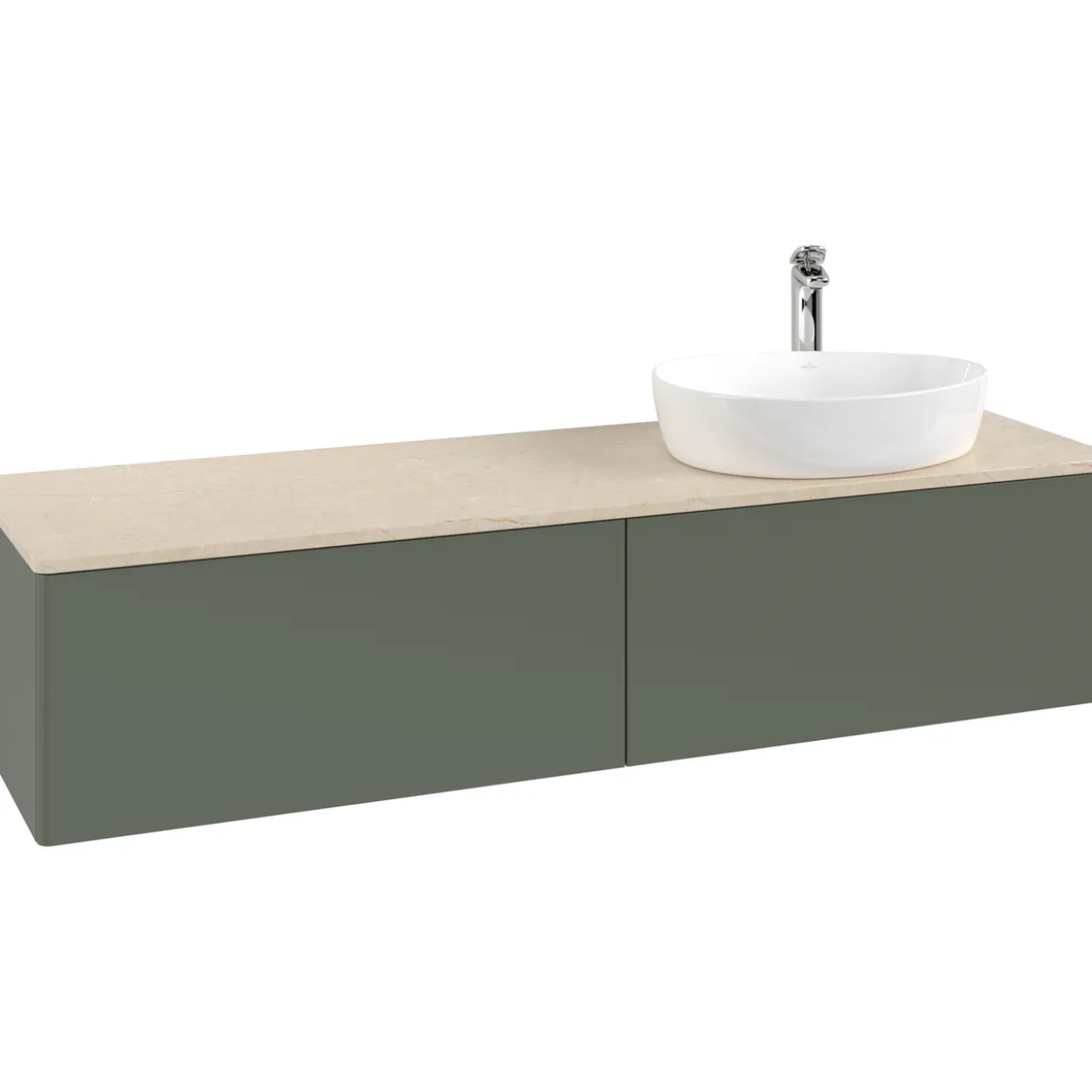 V&b antao servantskap 2 skuffer glatt 1600x360x500 høyre m/kranhull grønn/créme