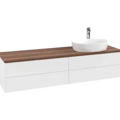 V&b antao servantskap 4 skuffer glatt 1600x360x500 høyre m/kranhull matt hvit/valnøtt