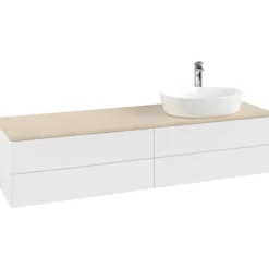 V&b antao servantskap 4 skuffer glatt 1600x360x500 høyre m/kranhull matt hvit/créme