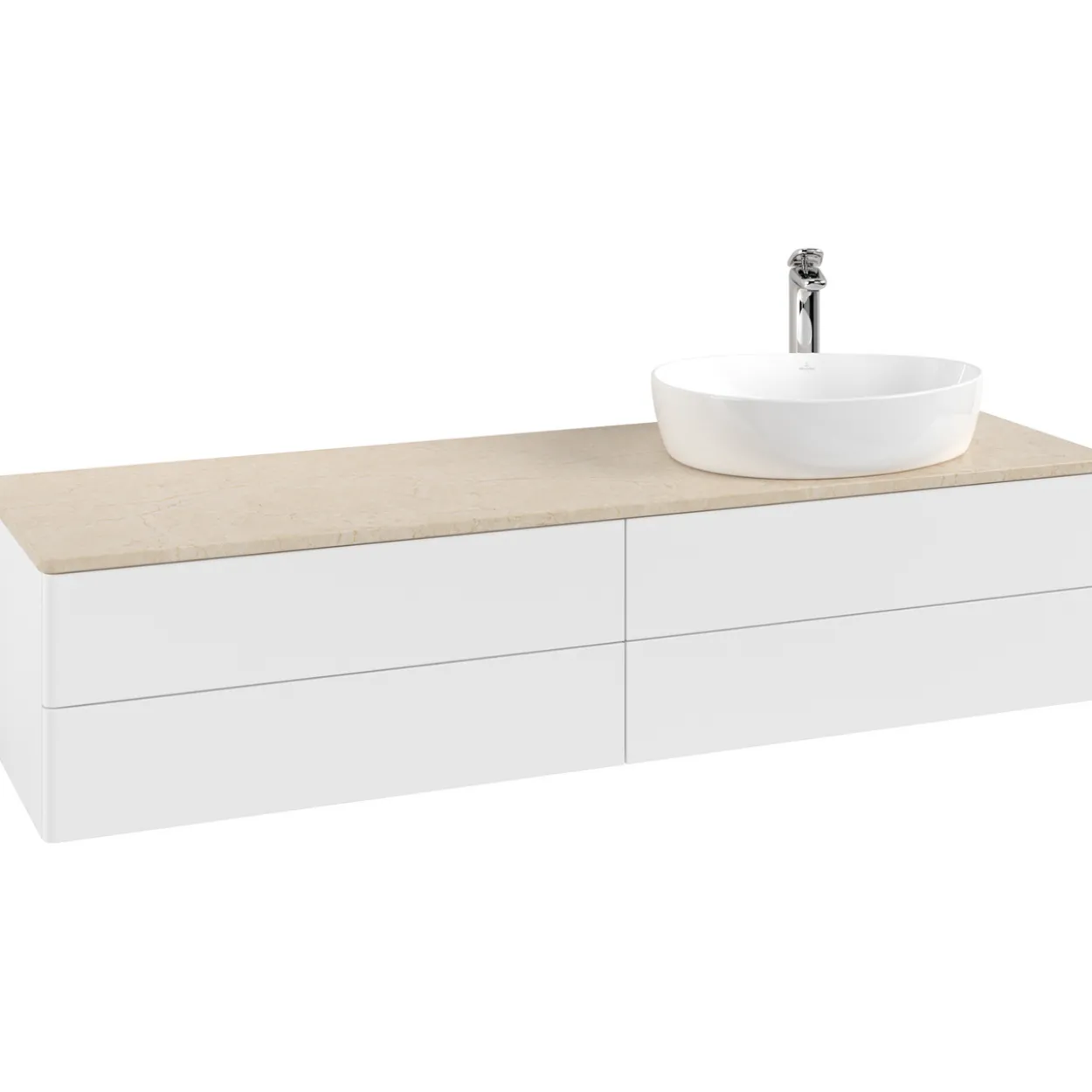 V&b antao servantskap 4 skuffer glatt 1600x360x500 høyre m/kranhull matt hvit/créme