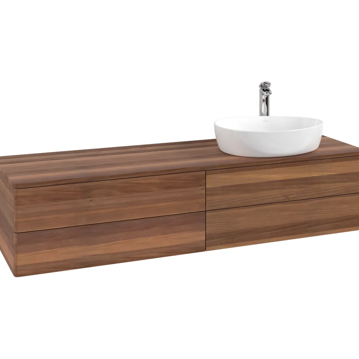 V&b antao servantskap 4 skuffer glatt 1600x360x500 høyre m/kranhull valnøtt/valnøtt