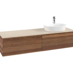 V&b antao servantskap 2 skuffer glatt 1600x360x500 høyre m/kranhull valnøtt/créme