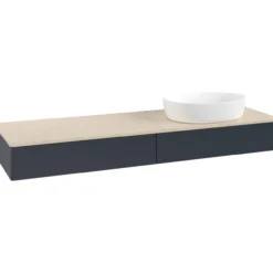V&b antao servantskap 2 skuffer glatt 1600x190x500 høyre u/kranhull blå/créme