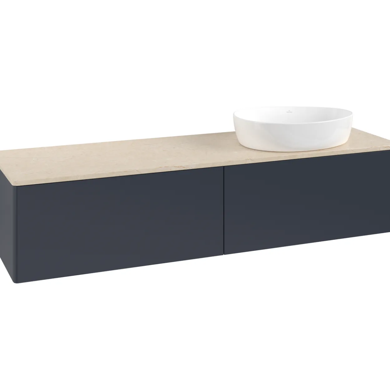 V&b antao servantskap 2 skuffer glatt 1600x360x500 høyre u/kranhull blå/créme