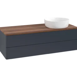 V&b antao servantskap 2 skuffer glatt 1200x360x500 høyre u/kranhull blå/valnøtt