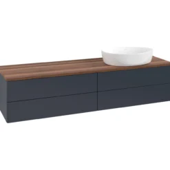 V&b antao servantskap 4 skuffer glatt 1600x360x500 høyre u/kranhull blå/valnøtt