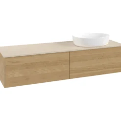V&b antao servantskap 2 skuffer glatt 1600x360x500 høyre u/kranhull eik/créme