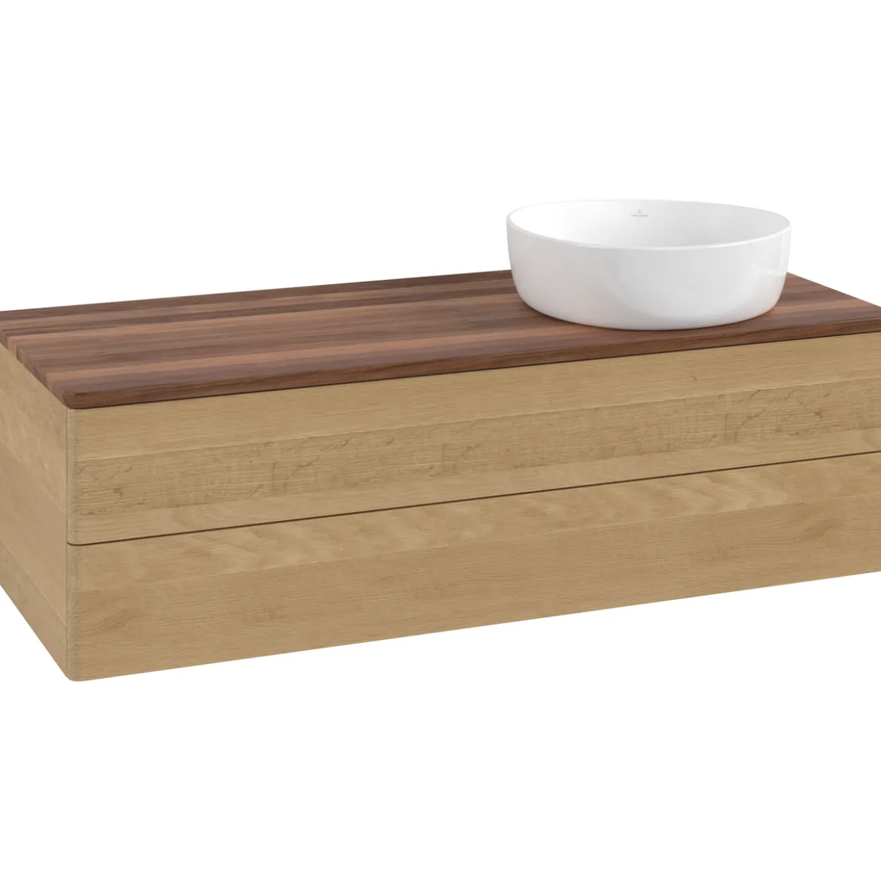 V&b antao servantskap 2 skuffer glatt 1200x360x500 høyre u/kranhull eik/valnøtt