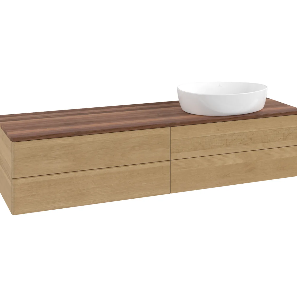 V&b antao servantskap 4 skuffer glatt 1600x360x500 høyre u/kranhull eik/valnøtt