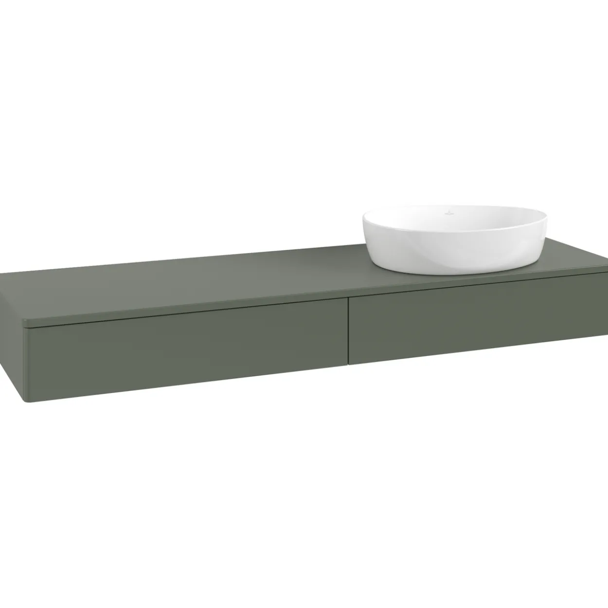 V&b antao servantskap 2 skuffer glatt 1600x190x500 høyre u/kranhull grønn