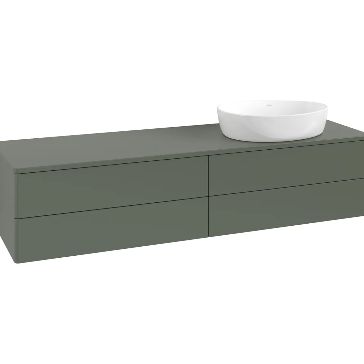 V&b antao servantskap 4 skuffer glatt 1600x360x500 høyre u/kranhull grønn