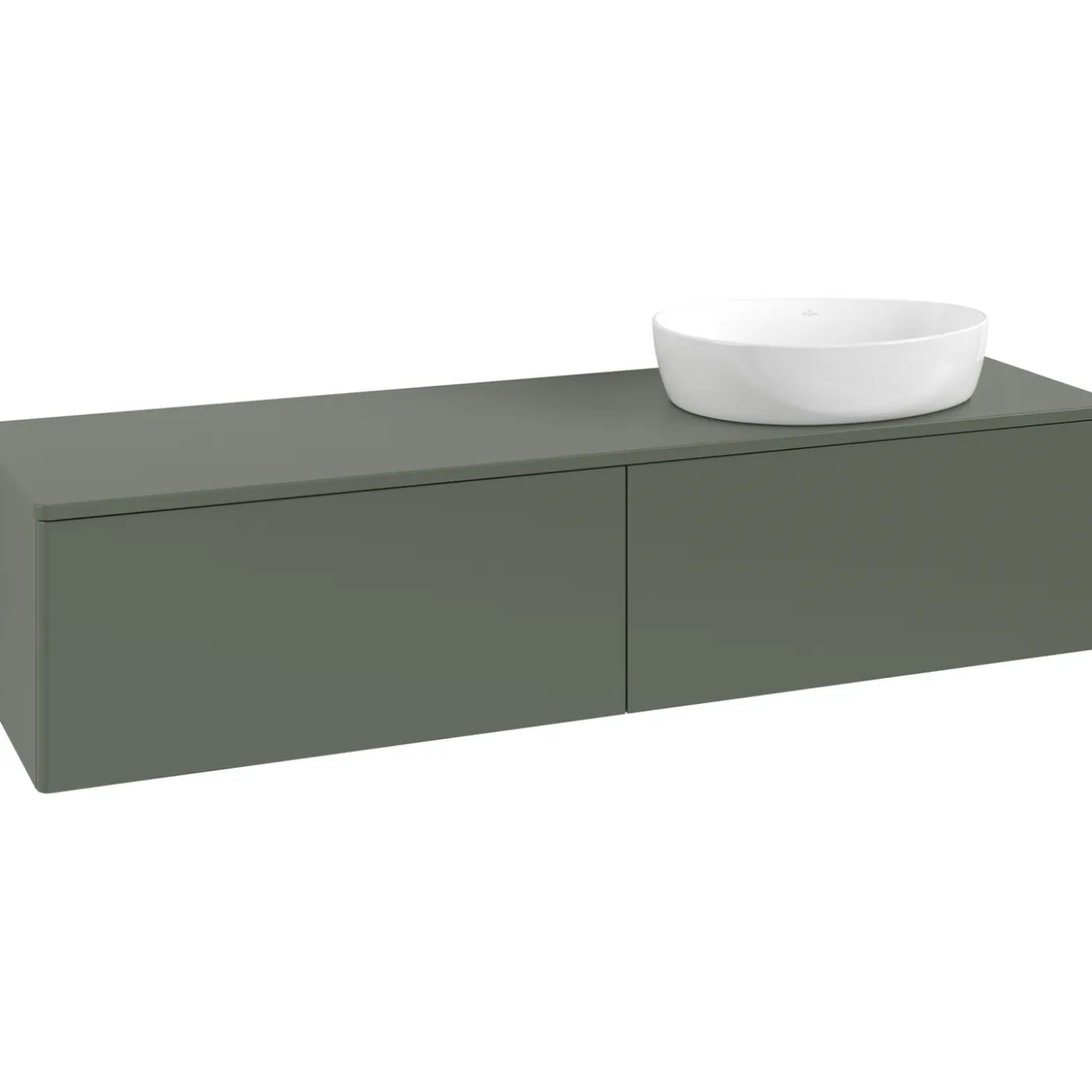 V&b antao servantskap 2 skuffer glatt 1600x360x500 høyre u/kranhull grønn
