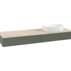 V&b antao servantskap 2 skuffer glatt 1600x190x500 høyre u/kranhull grønn/créme