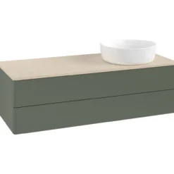 V&b antao servantskap 2 skuffer glatt 1200x360x500 høyre u/kranhull grønn/créme