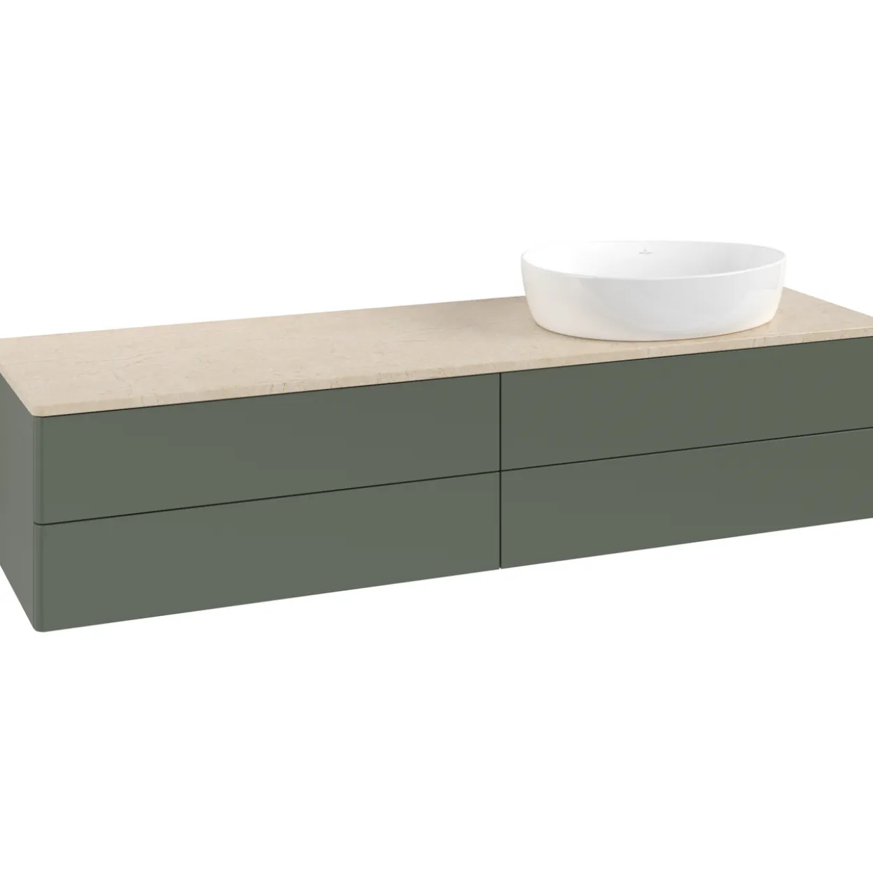 V&b antao servantskap 4 skuffer glatt 1600x360x500 høyre u/kranhull grønn/créme