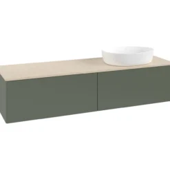 V&b antao servantskap 2 skuffer glatt 1600x360x500 høyre u/kranhull grønn/créme