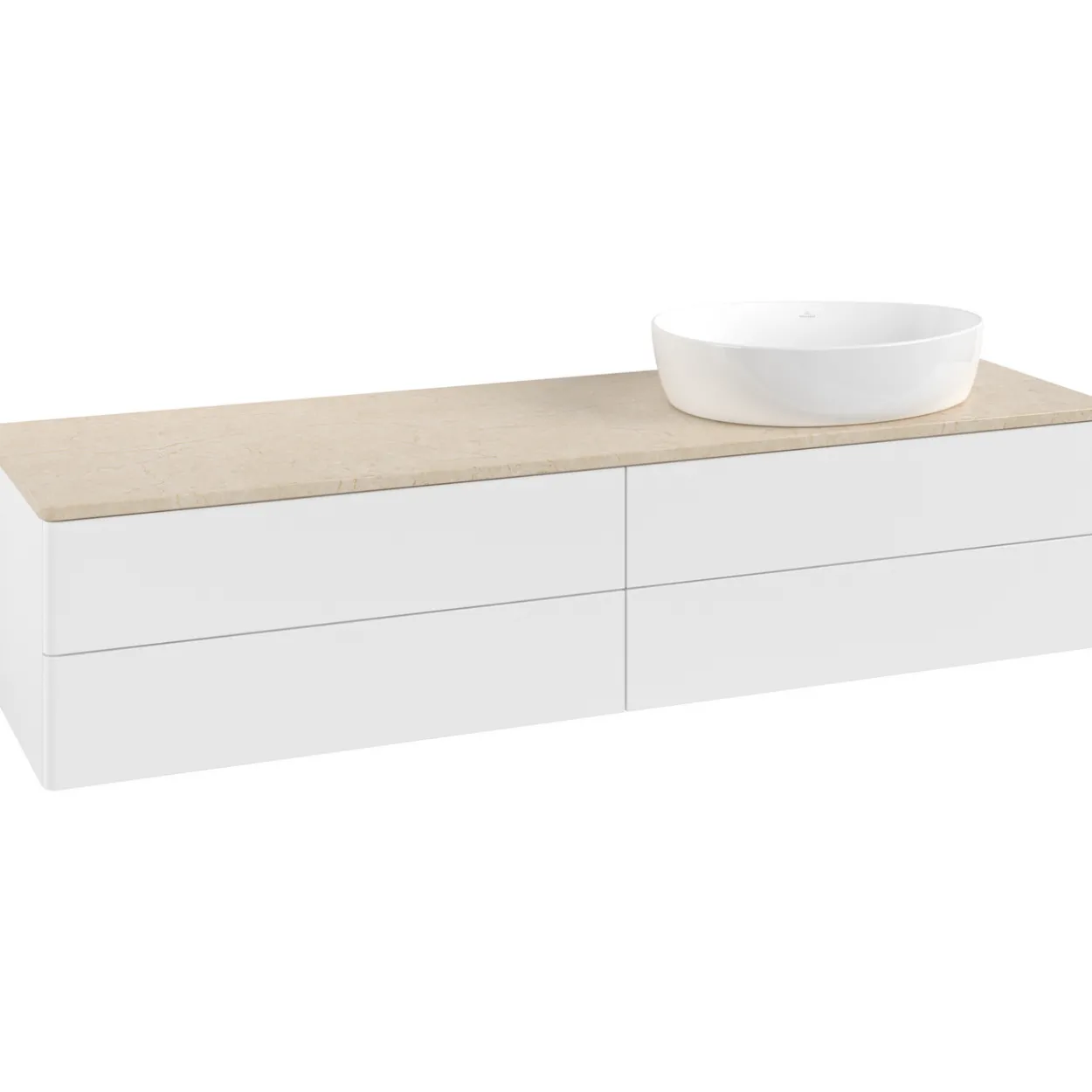 V&b antao servantskap 4 skuffer glatt 1600x360x500 høyre u/kranhull matt hvit/créme