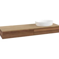 V&b antao servantskap 2 skuffer glatt 1600x190x500 høyre u/kranhull valnøtt/eik
